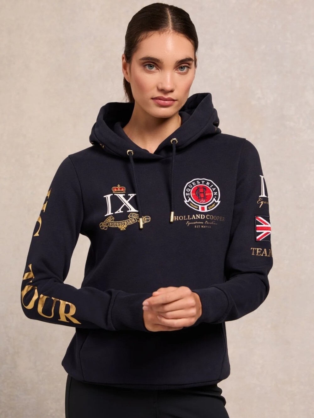 Women's Holland Cooper Light Gray Embroidered Hoodie
